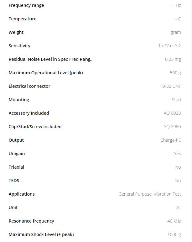 BK壓電式三軸向電荷型加速度傳感器4321技術參數