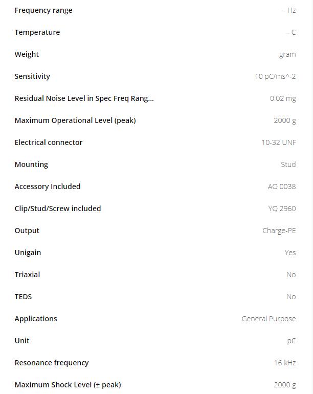 壓電電荷型加速度計4370型